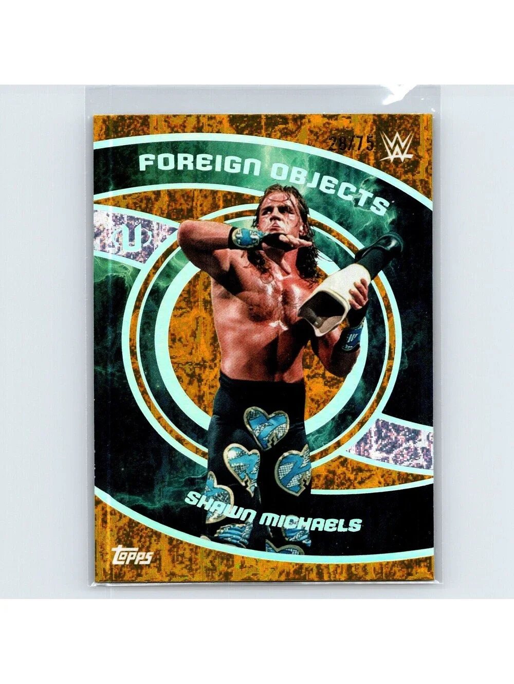 2025 Topps Universe WWE Shawn Michaels #FOB-9 Foreign Objects Gold Stone #/75